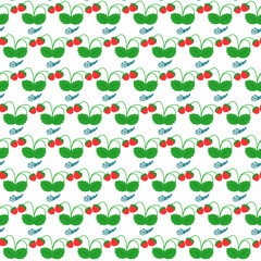 In the picture, a background of strawberries, summer, a children's background, a background with a caterpillar. New background for the project, presentation. Vector background.