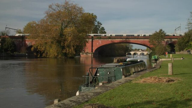 Train Crossing The River Thames on Brunel&rsquo;s Railway Bridge Maidenhead, Berkshire, England, United Kingdom