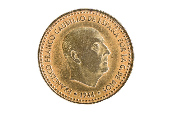 One ( 1 ) peseta coin from Spain with the sphinx of Francisco Franco
