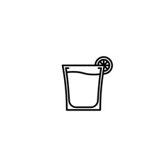 shot glass icon with lemon slice on white background. simple, line, silhouette and clean style. black and white. suitable for symbol, sign, icon or logo