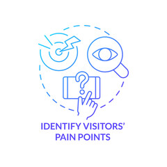 Identify visitors pain points blue gradient concept icon. User interaction. Mobile first key element abstract idea thin line illustration. Isolated outline drawing. Myriad Pro-Bold font used