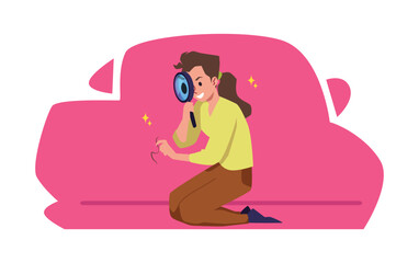 Perfectionist woman obsessed with cleanliness flat vector illustration isolated.