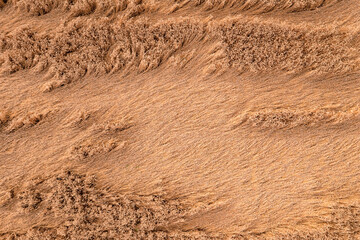 Aerial shot of a grain field devastated by storm and extreme climate crisis in Germany