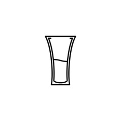 soft drink glass icon with half filled with water on white background. simple, line, silhouette and clean style. black and white. suitable for symbol, sign, icon or logo