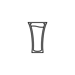 soft drink glass icon with full filled with water on white background. simple, line, silhouette and clean style. black and white. suitable for symbol, sign, icon or logo