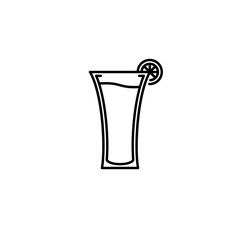 soft drink glass icon with lemon slice on white background. simple, line, silhouette and clean style. black and white. suitable for symbol, sign, icon or logo