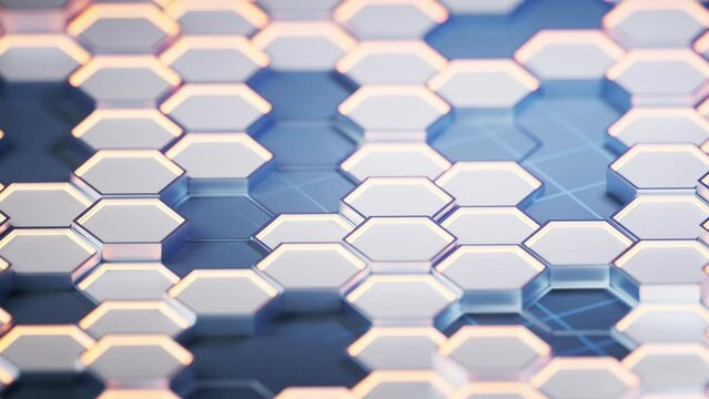 Metallic hexagon material background, 3d rendering.