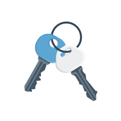 Set of keys with a ring. Buying and renting concept. Mortgage and car hire symbol. Vector illustration
