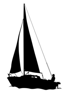 recommend clip art: Sports sailboat on sea water. Isolated object on white background