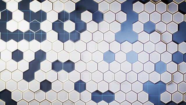 Metallic hexagon material background, 3d rendering.