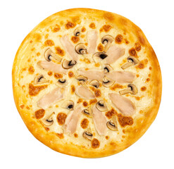 Pizza for your menu, pizza mockup, isolated pizza, pizza with chicken and olive