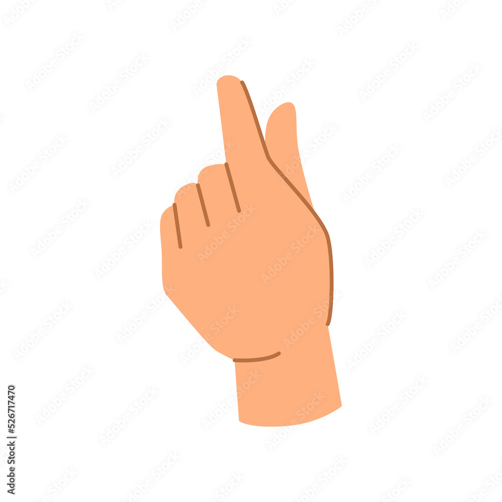 Poster Hand gesture counting money, isolated thumb and index finger movement. Non verbal communication and sign, isolated icon. Flat cartoon, vector in flat style