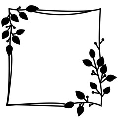 Square leaf monogram frame svg, Leaves border svg