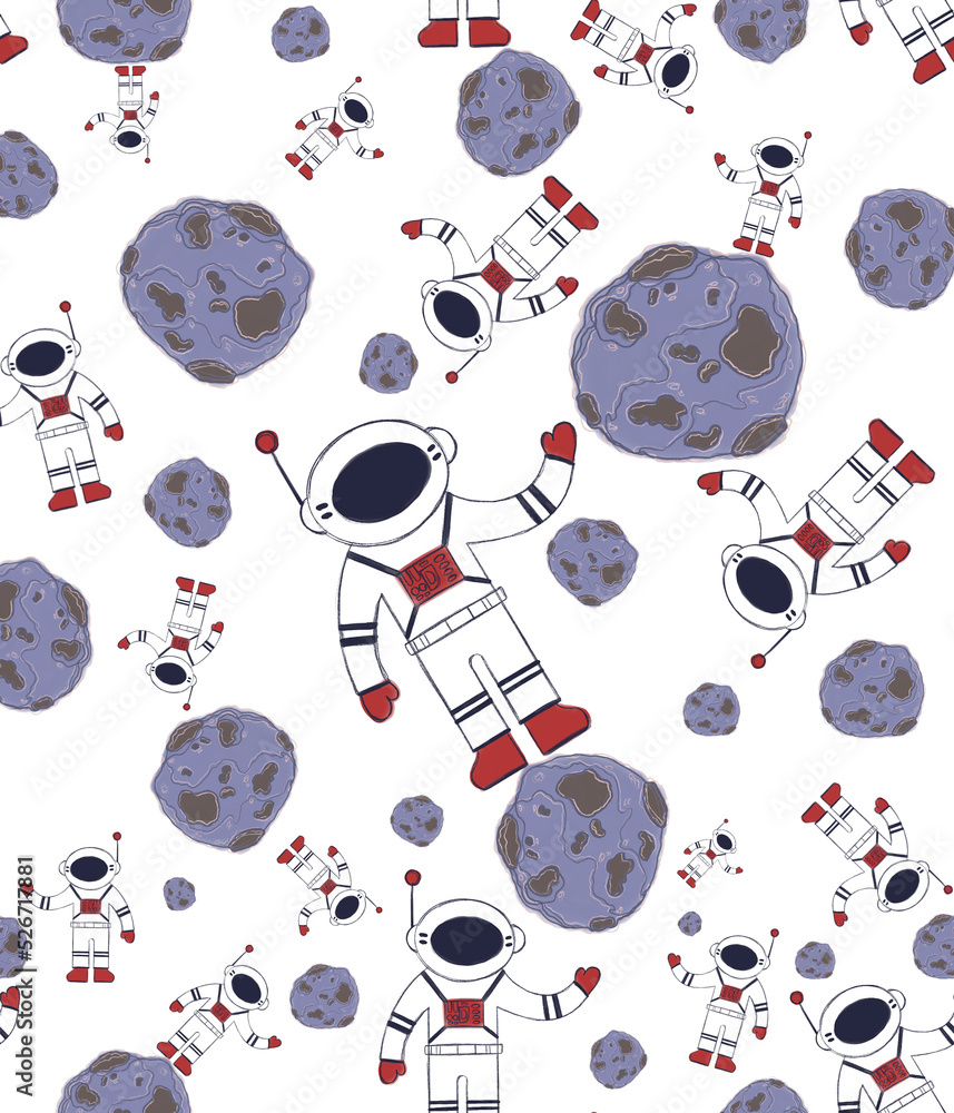 Sticker hand drawn earth. seamless children's pattern with space elements. doodle sketch of space elements. 