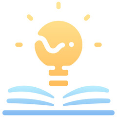 idea lamp open book side icon