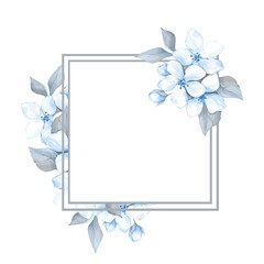 Spring floral frame with blue flowers