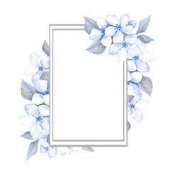 Spring floral frame with blue flowers