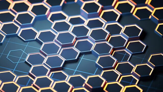 Metallic hexagon material background, 3d rendering.