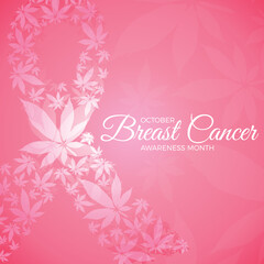 Breast cancer symbol with flowers