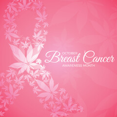 Breast cancer symbol with flowers