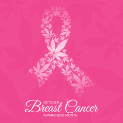 Breast cancer symbol with flowers