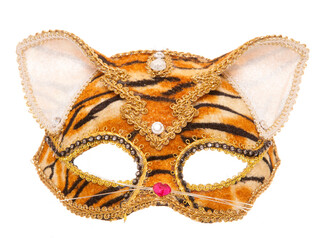 tiger masquerade party mask on transparent background