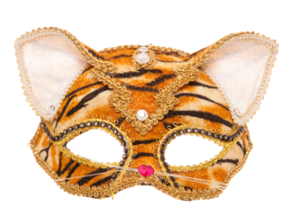 tiger masquerade party mask on transparent background