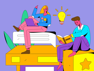 Reading character flat vector concept operation illustration
