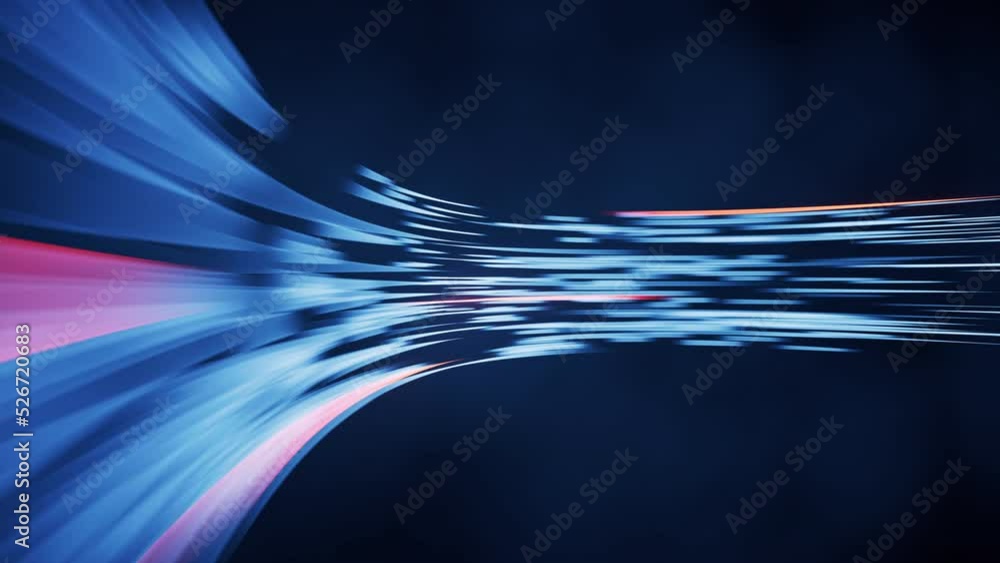 Poster flowing curves with glowing neon lines, 3d rendering.
