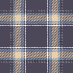Plaid seamless pattern in blue. Check fabric texture. Vector textile print.