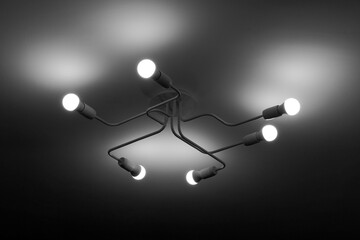 Modern chandelier. Chandelier with six lights. Modern lamp. Spider lamp. Designer lighting.