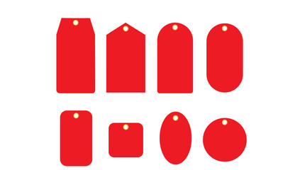 Blank paper price tags or gift tags in different shapes. Price tag set vector icon.