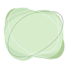 Green organic blob shape. Oval figure with line, asymmetric spot, round amoeba blot