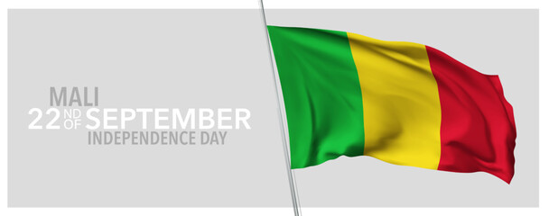 Mali happy independence day greeting card, banner with template text vector illustration