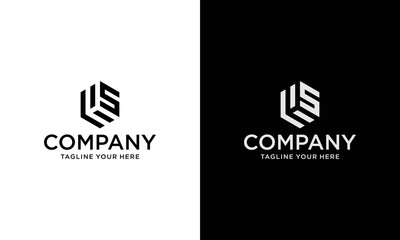 Modern HS logo design. hexagon geometric vector logotype on a black and white background.