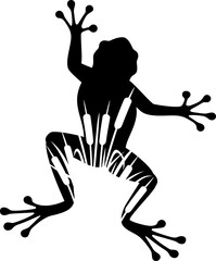Frog and reeds silhouette (bulrush and grass). Png Illustration.