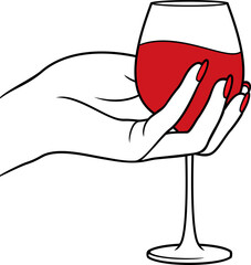 Hand holding glass of wine  png illustration