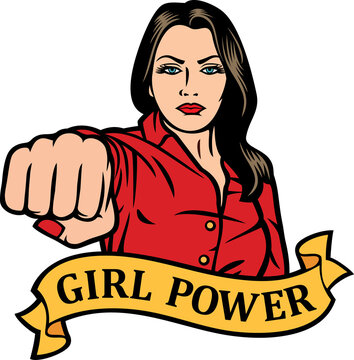 Girl Power Design - Woman Punching Png Illustration