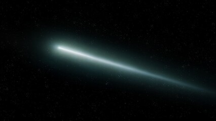 Fototapeta na wymiar Glowing trail of a meteorite in the Earth's atmosphere. Beautiful meteor in the night sky. Bright shooting star.