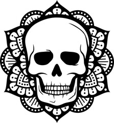 Mandala skull symbol png illustration