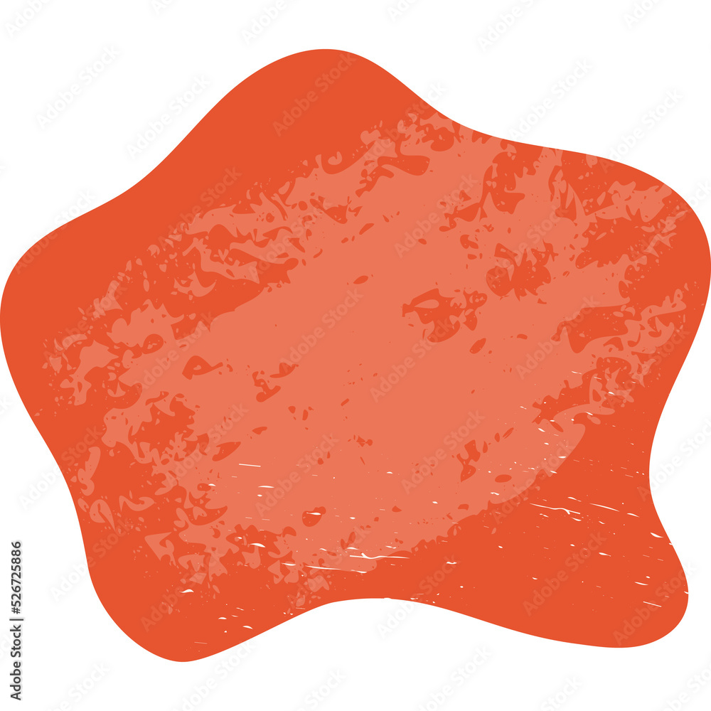 Sticker organic amoeba blob shape abstract colorful illustration with grunge texture. irregular round blot f