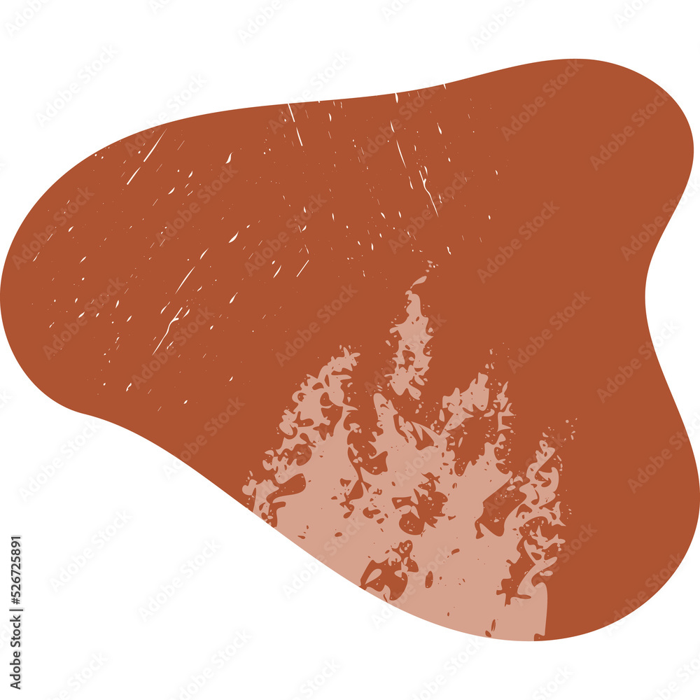 Sticker organic amoeba blob shape abstract colorful illustration with grunge texture. irregular round blot f