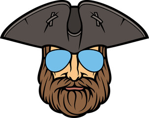 Pirate head with aviator sunglasses png illustration