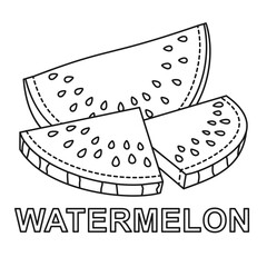 Black and white 3 watermelon slices. Healthy vegan food poster