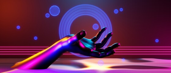 robot hand with brain of mind in healthy concept, abstract backgound video game of esports scifi gaming cyberpunk, vr virtual reality simulation and metaverse, 3d illustration rendering