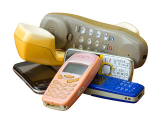 Isolate mobile phones longtime different deprecated stack together to destroy and dispose.