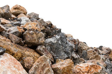 Isolate part of a large and small granite piles, which pile up the mountains, prepare the building materials.