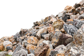 Isolate part of a large and small granite piles, which pile up the mountains, prepare the building materials.
