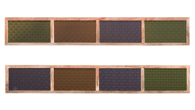 Isolated wooden frames and colorful glass, ancient flower patterns, often installed above the windows of Thai style houses.