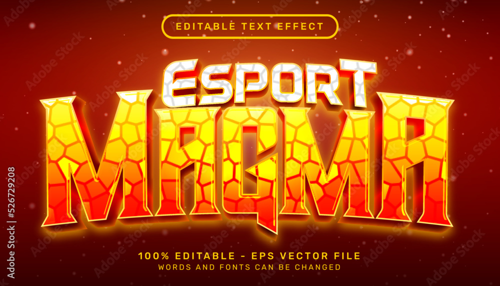 Poster esport magma light color 3d text effect and editable text effect